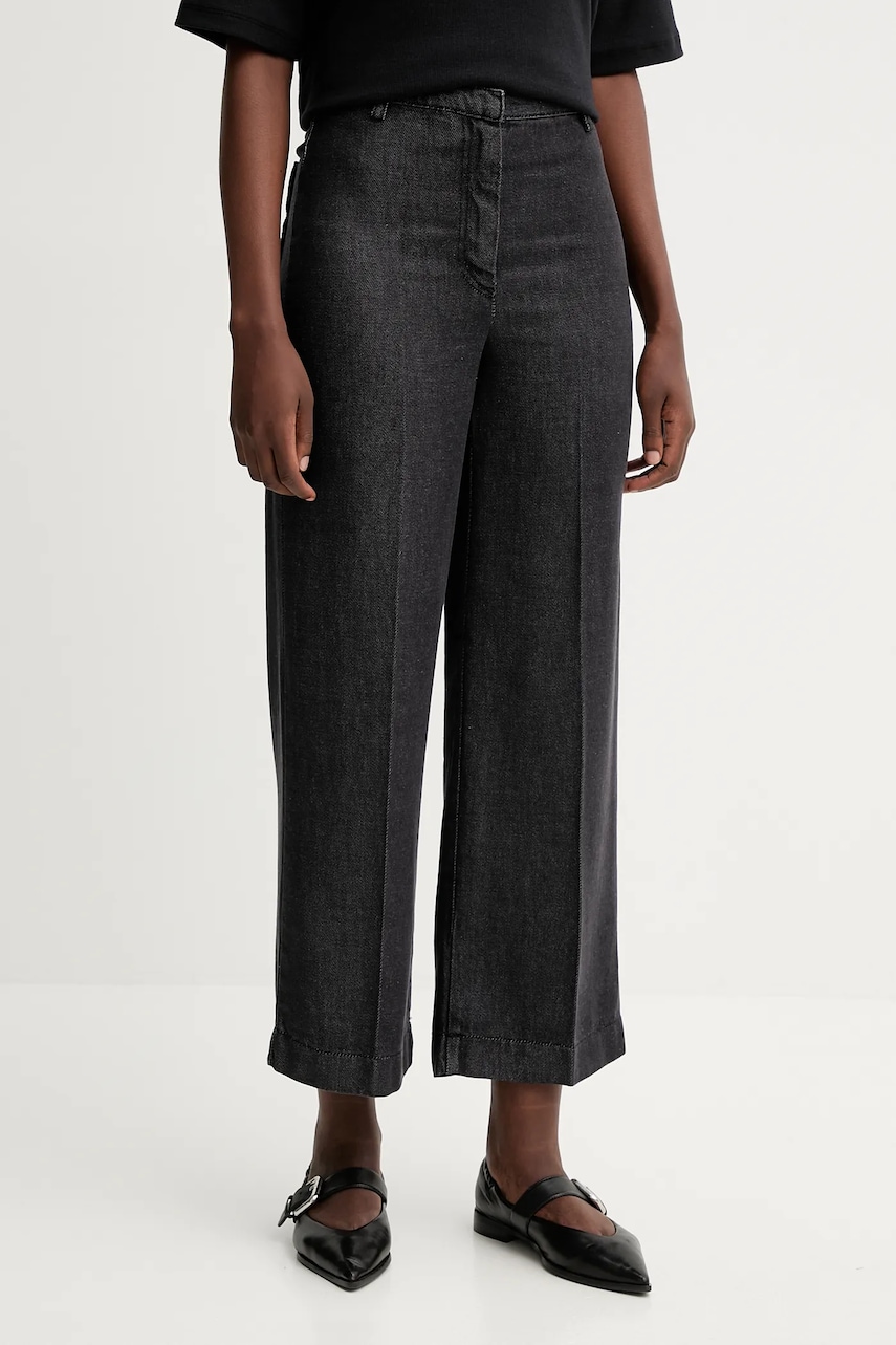 Sessun pantaloni culoarea gri, lat, high waist, 23107000