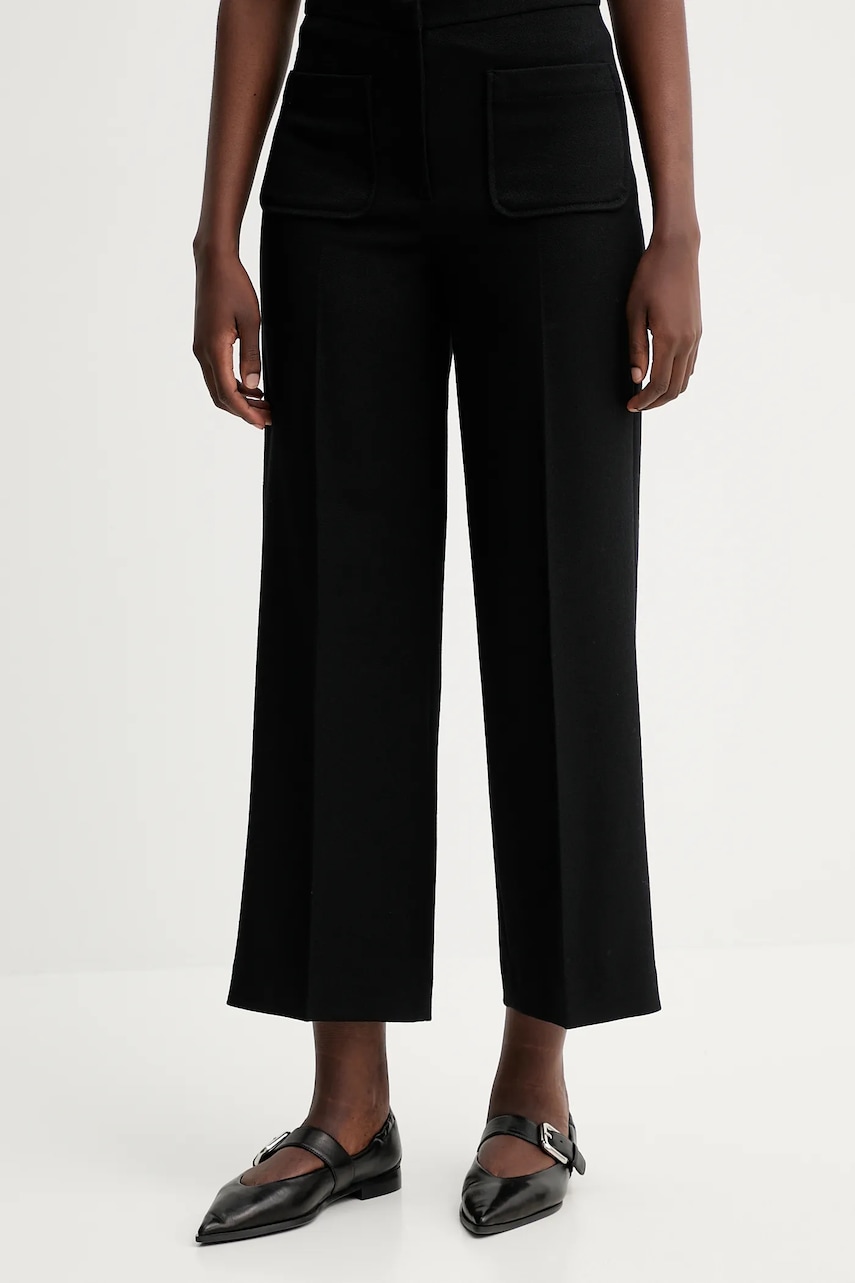 Sessun pantaloni culoarea negru, drept, high waist, 24107014