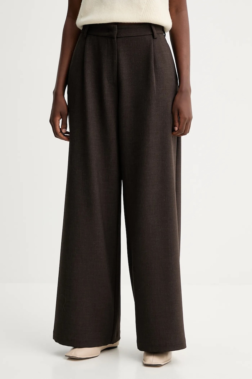 Sessun pantaloni culoarea maro, lat, high waist, 24107024