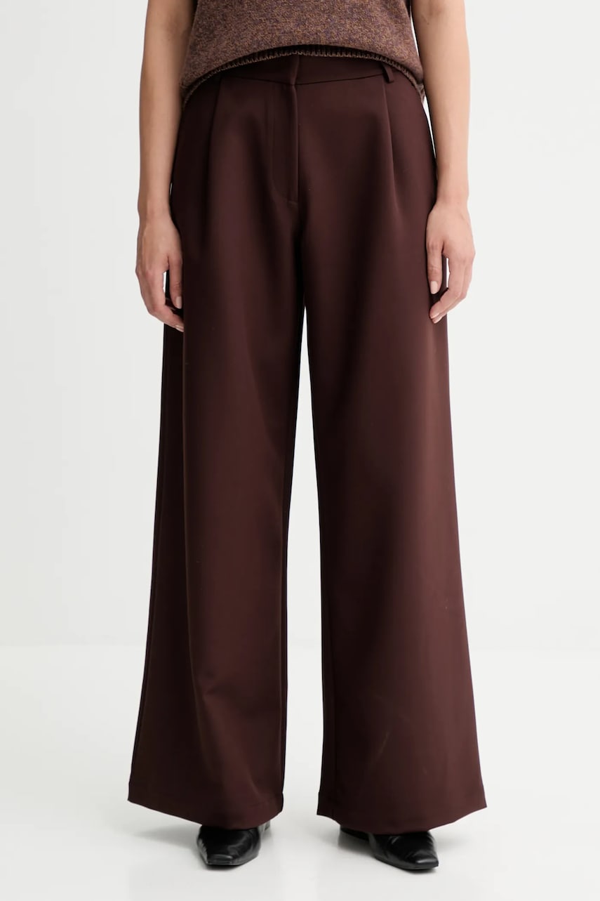 Sessun pantaloni culoarea maro, lat, high waist, 25107000