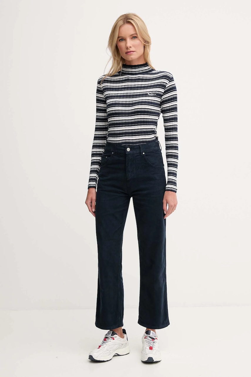 Брюки Pepe Jeans цвет синий прямые высокая посадка PL21000038 Брюки Pepe Jeans цвет синий прямые высокая посадка PL21000038