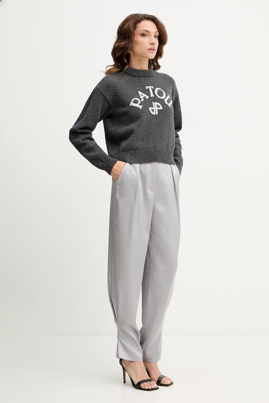 Брюки Twinset цвет серый прямые высокая посадка 252AP2413