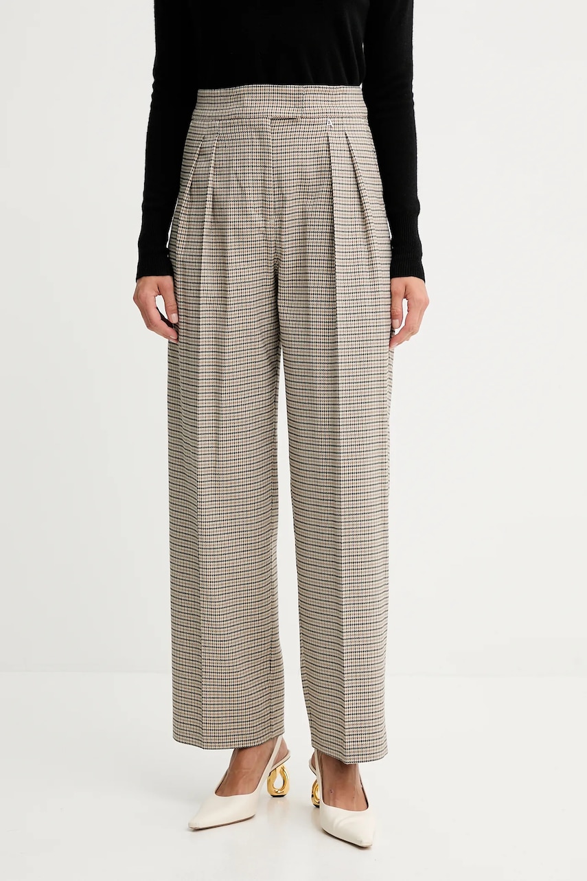 Levně Kalhoty Twinset dámské, béžová barva, high waist, 252AP2244