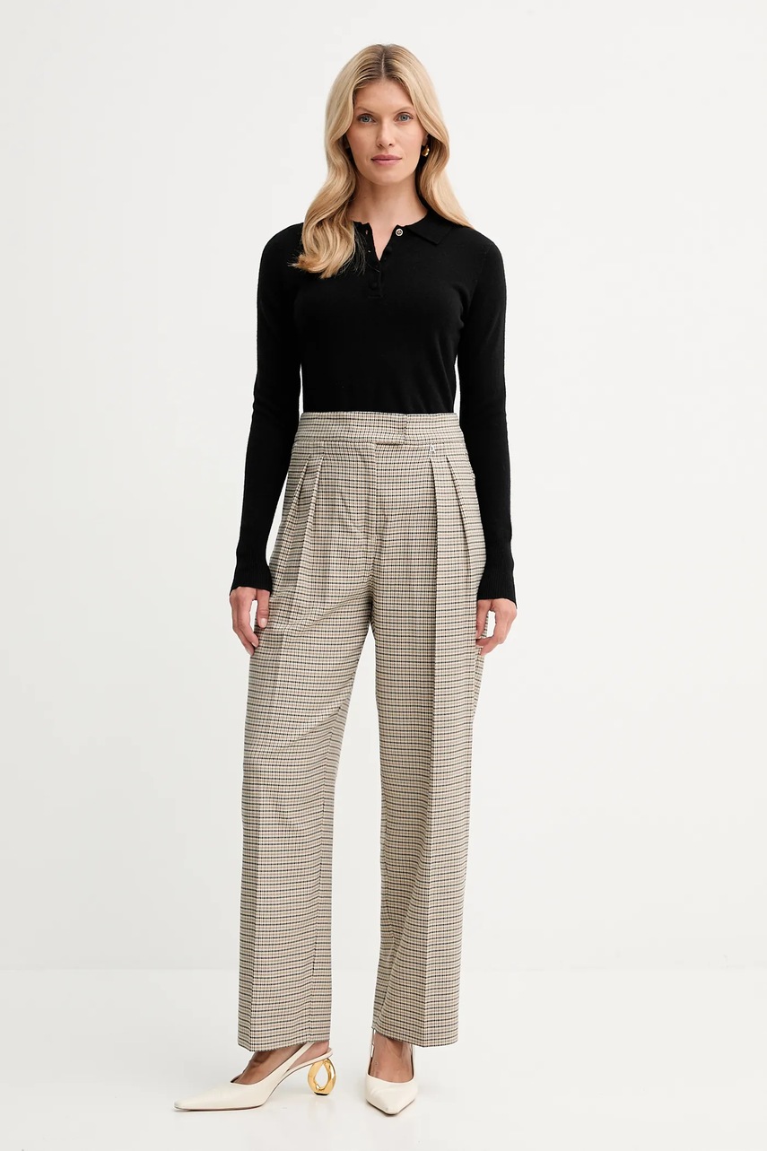 Брюки Twinset цвет бежевый прямые высокая посадка 252AP2244