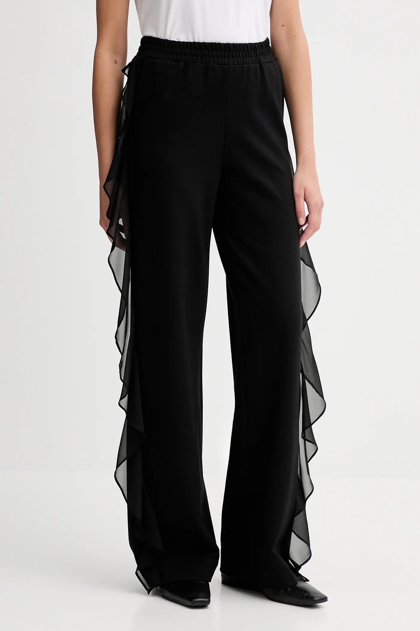 Levně Kalhoty Twinset dámské, černá barva, high waist, 252LI2NCC