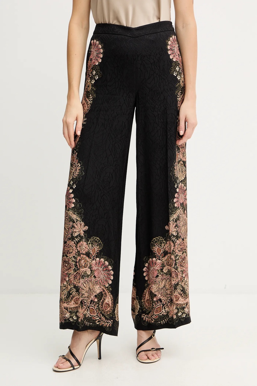 Levně Kalhoty Twinset dámské, černá barva, high waist, 252TP2041