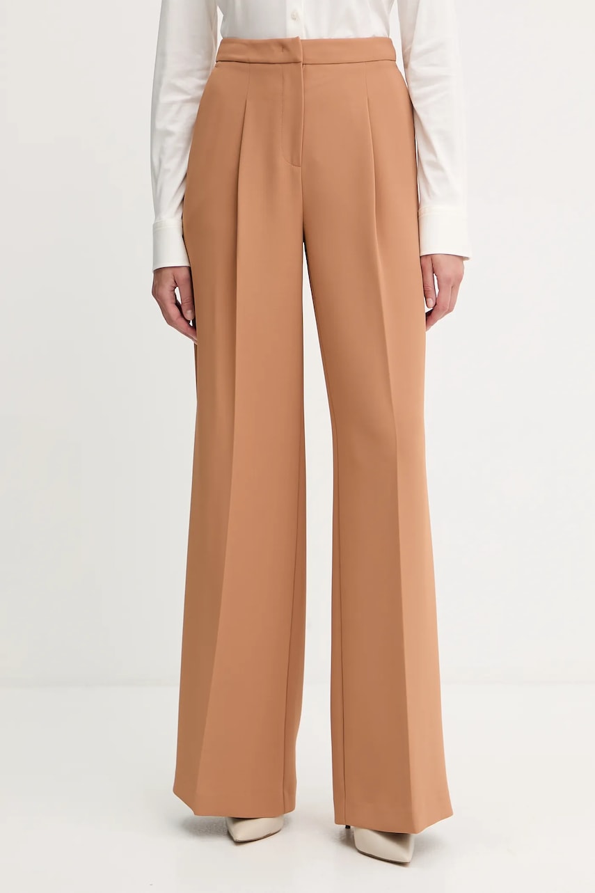 Levně Kalhoty Twinset dámské, hnědá barva, široké, high waist, 252TP2284