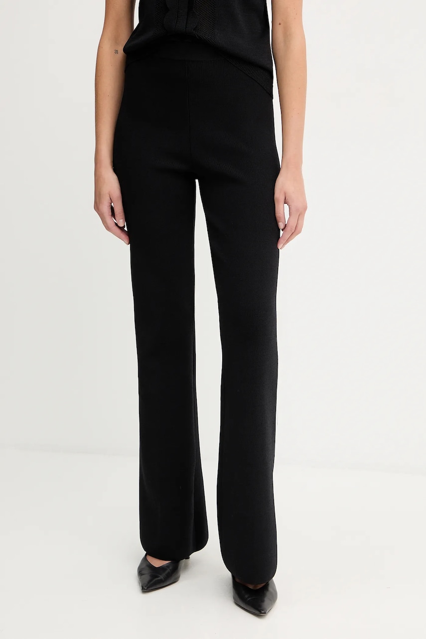 Levně Tepláky Twinset dámské, černá barva, high waist, 252TP3206