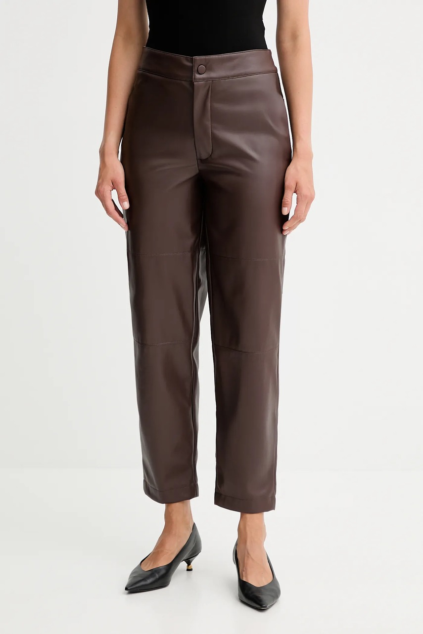 Levně Kalhoty Twinset dámské, hnědá barva, high waist, 252TP2091
