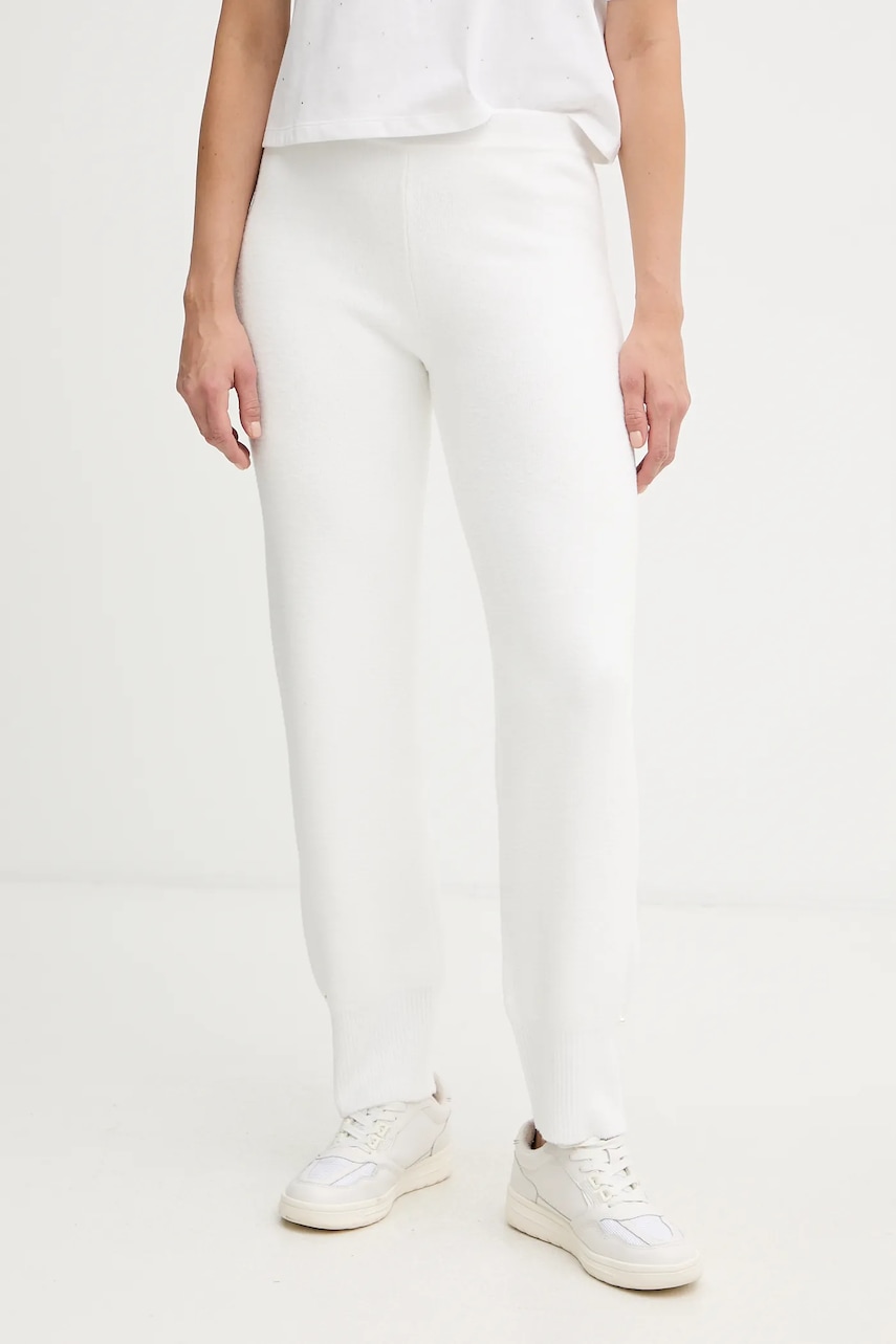 Levně Tepláky s příměsí vlny Twinset dámské, bílá barva, 252LL3EBB