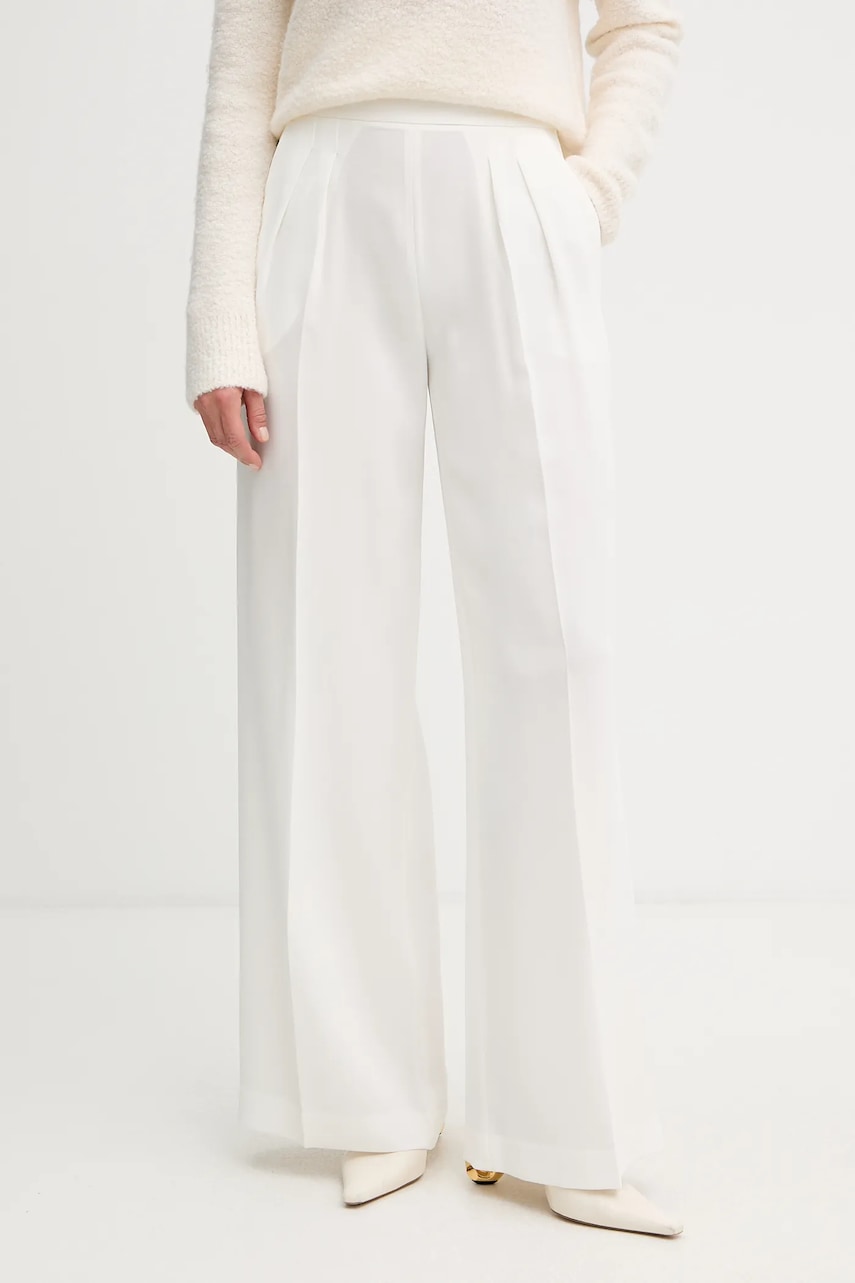 Levně Kalhoty Twinset dámské, béžová barva, široké, high waist, 252TT2401