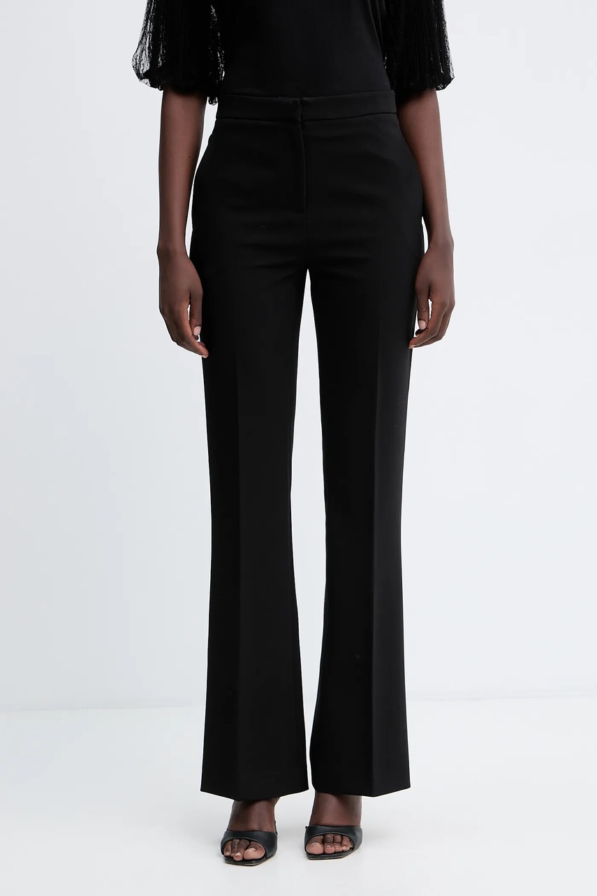 Levně Kalhoty Twinset dámské, černá barva, zvony, high waist, 252TT2232