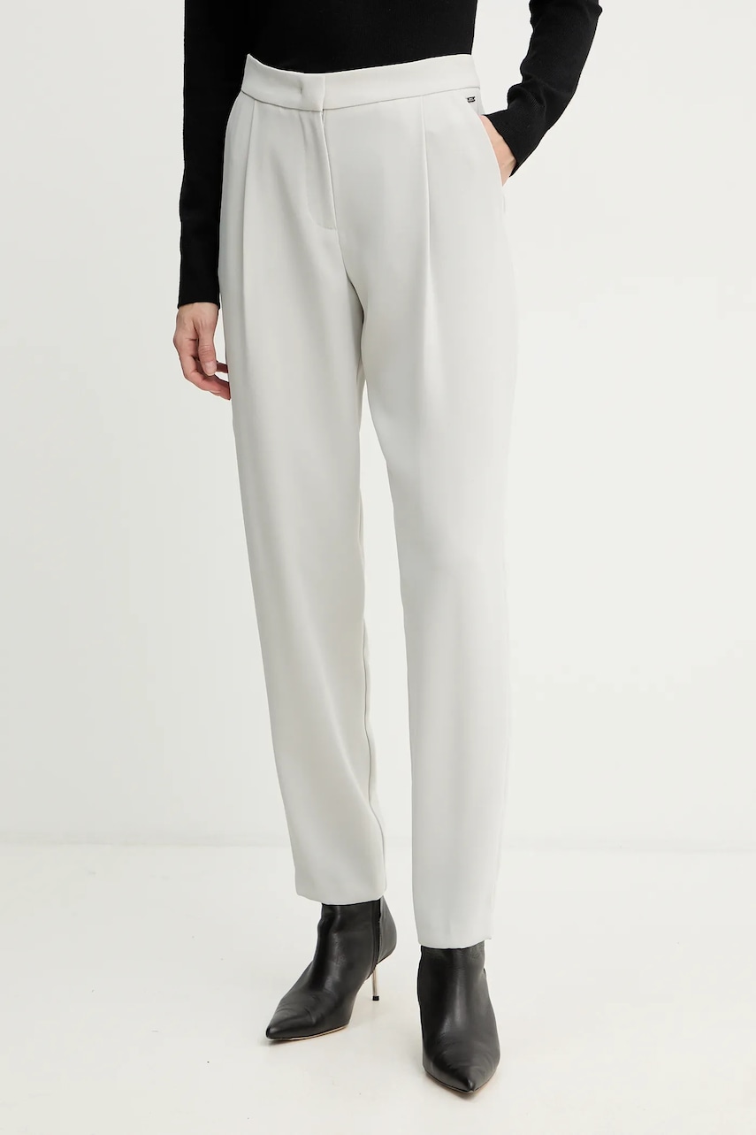 Armani Exchange pantaloni culoarea gri, drept, high waist, XW001269 AF16151