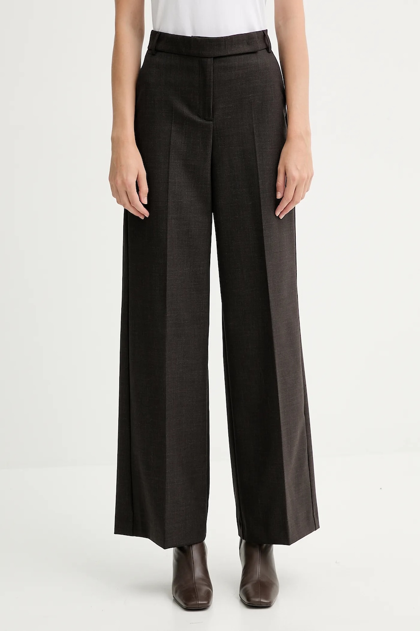 MAX&Co. pantaloni din lână culoarea maro, lat, high waist, 2526136022200