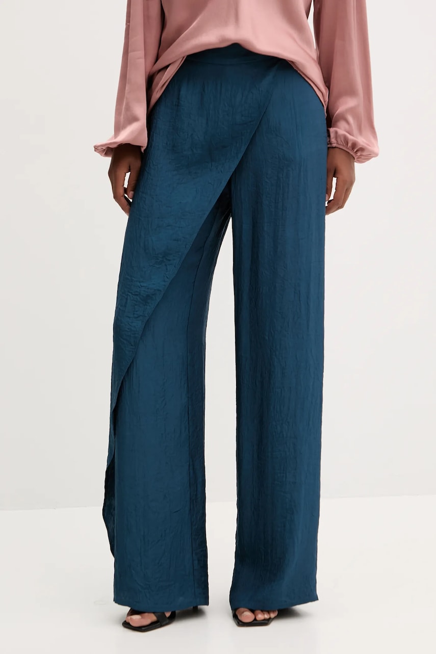 MAX&Co. pantaloni culoarea turcoaz, lat, high waist, 2526136081200
