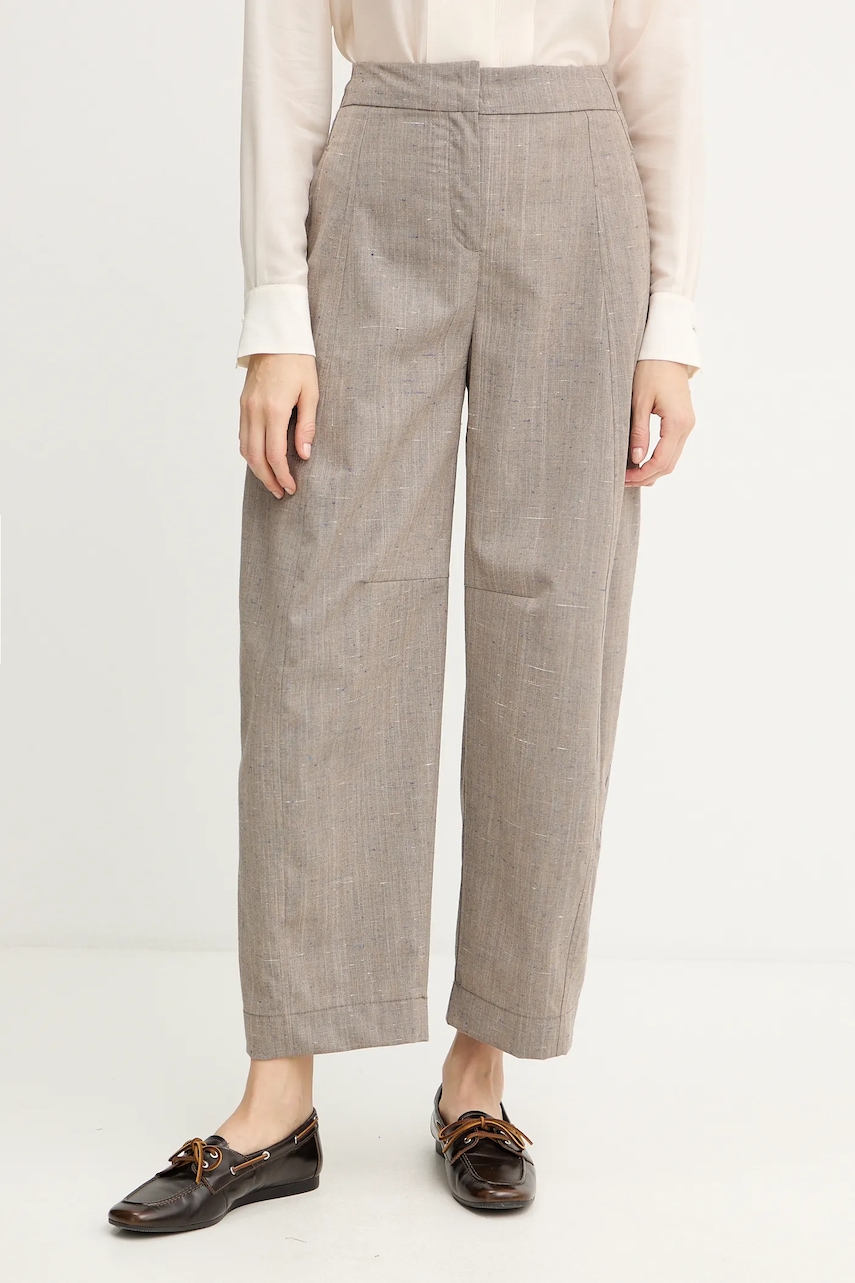 MAX&Co. pantaloni din lână culoarea bej, drept, high waist, 2526136023200