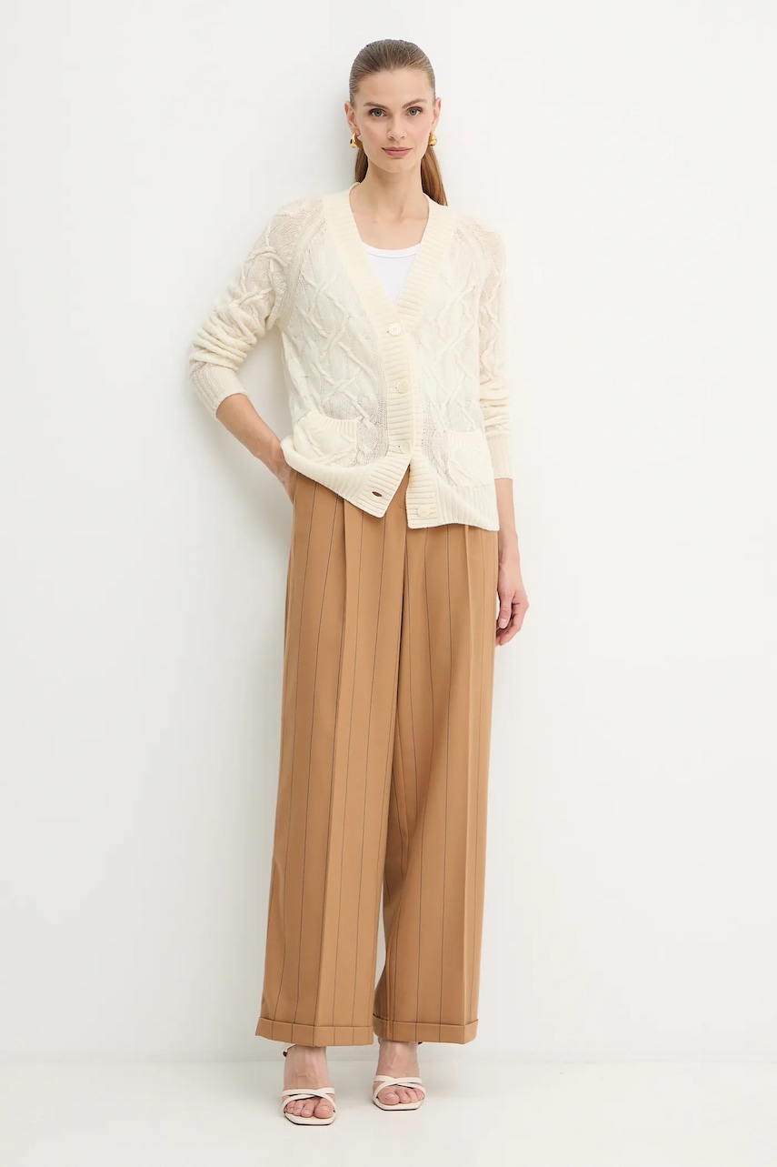 MAX&Co. pantaloni culoarea maro, drept, high waist, 2526136053200