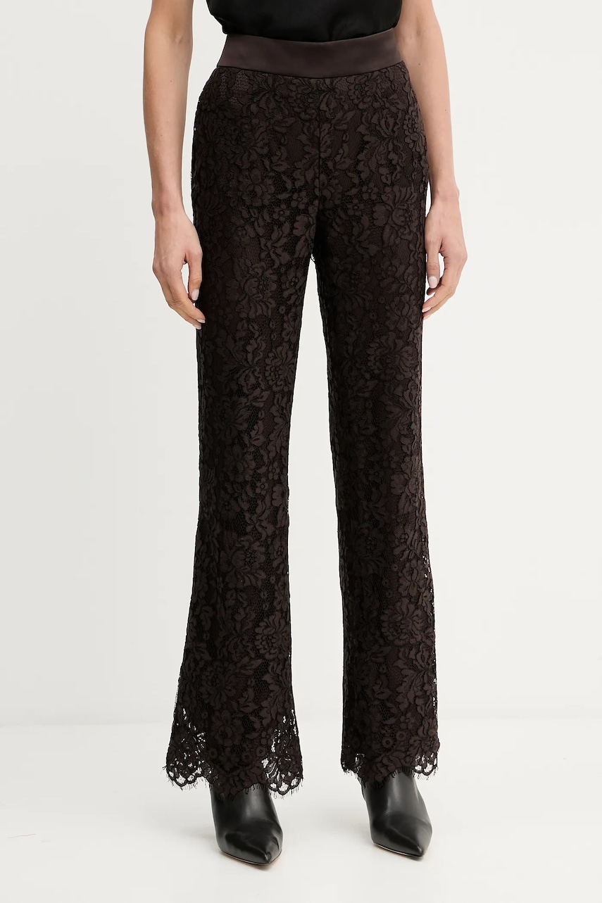 Luisa Spagnoli pantaloni culoarea maro, drept, high waist, 542346