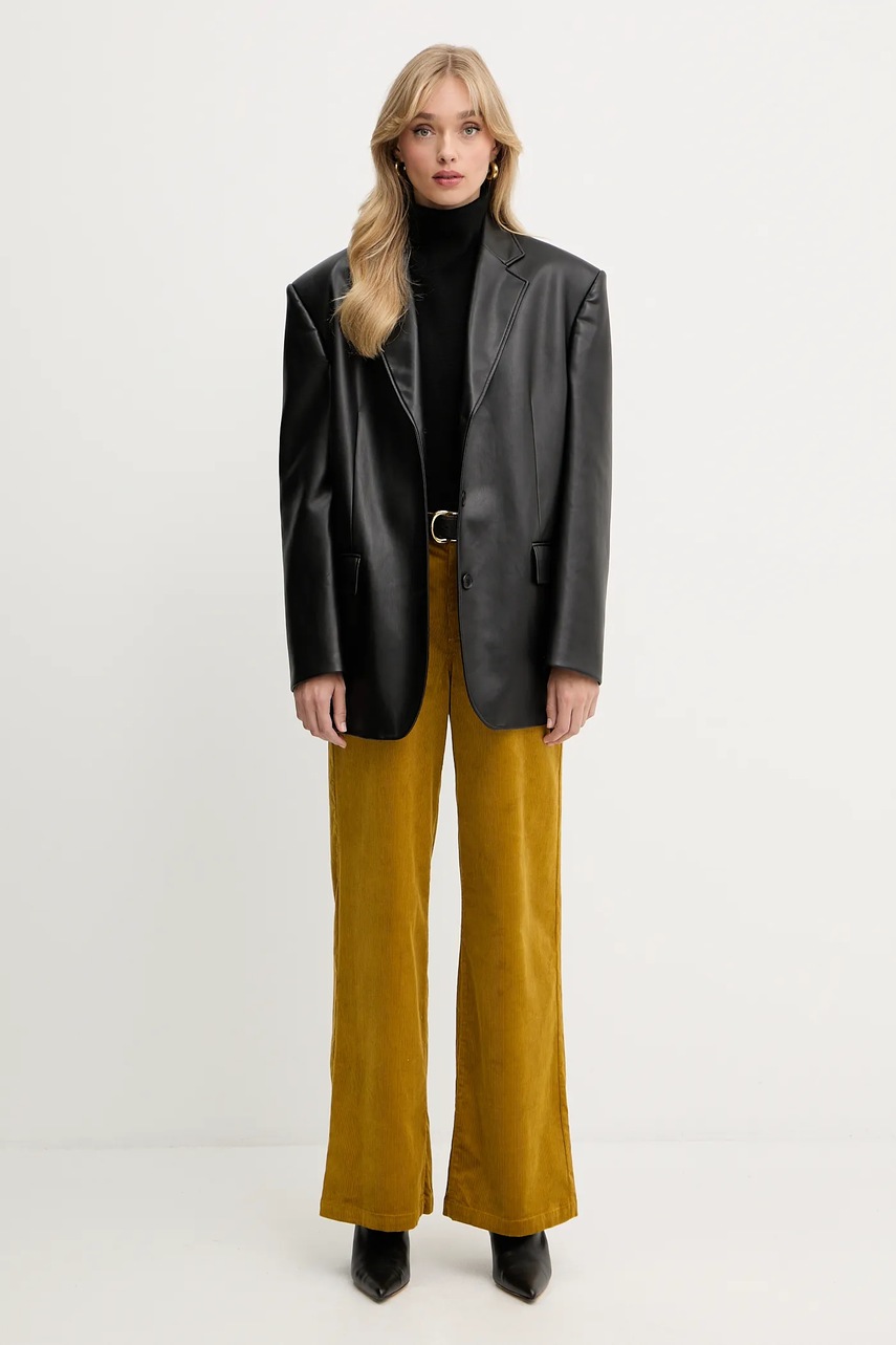 Вельветовые брюки Liu Jo цвет жёлтый широкие высокая посадка MF5274 T192A