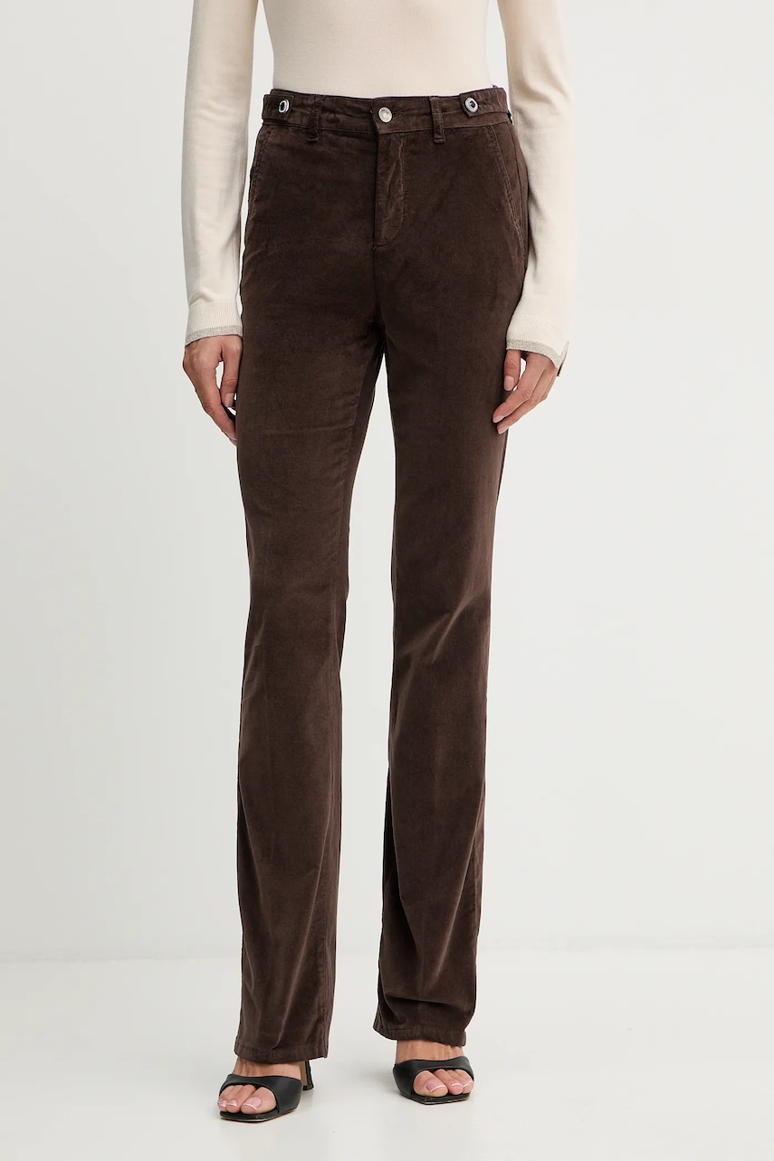 Levně Kalhoty Liu Jo dámské, hnědá barva, high waist, MF5308 T4590