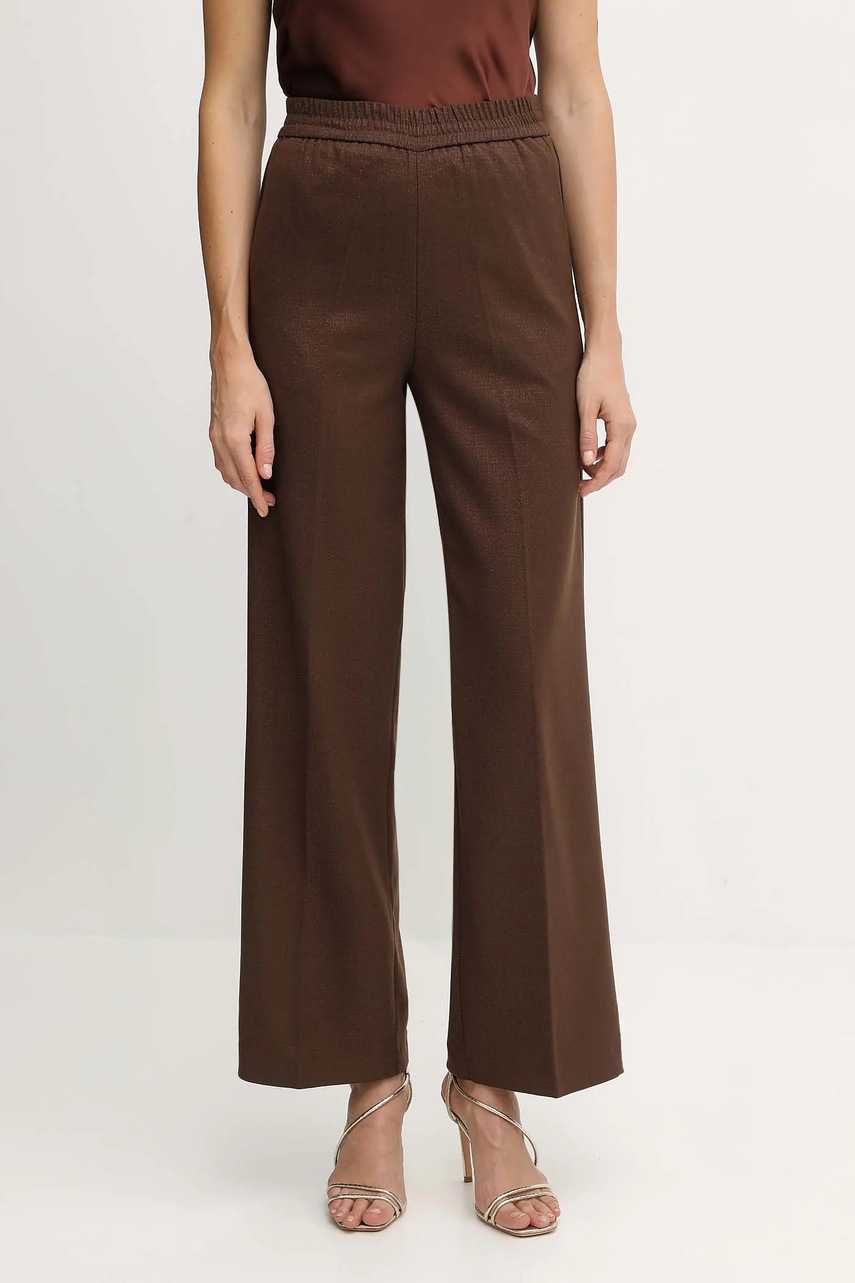 Levně Kalhoty Liu Jo dámské, hnědá barva, high waist, MF5349 T159A