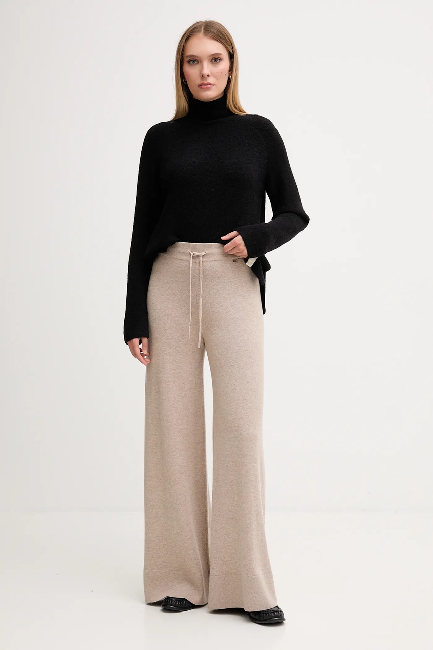 Брюки Gaudi цвет бежевый широкие высокая посадка 521FD23002
