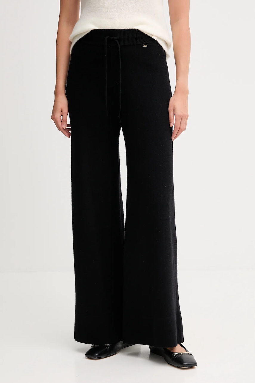 Levně Kalhoty Gaudi dámské, černá barva, široké, high waist, 521FD23002