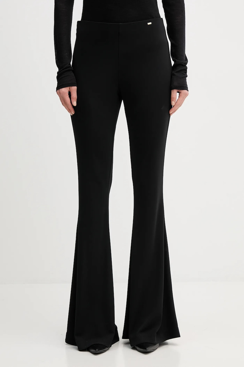 Gaudi pantaloni culoarea negru, evazați, high waist, 521FD24005