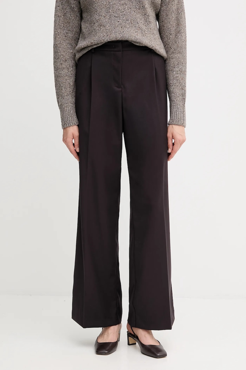 Gaudi pantaloni culoarea maro, drept, high waist, 521FD25020