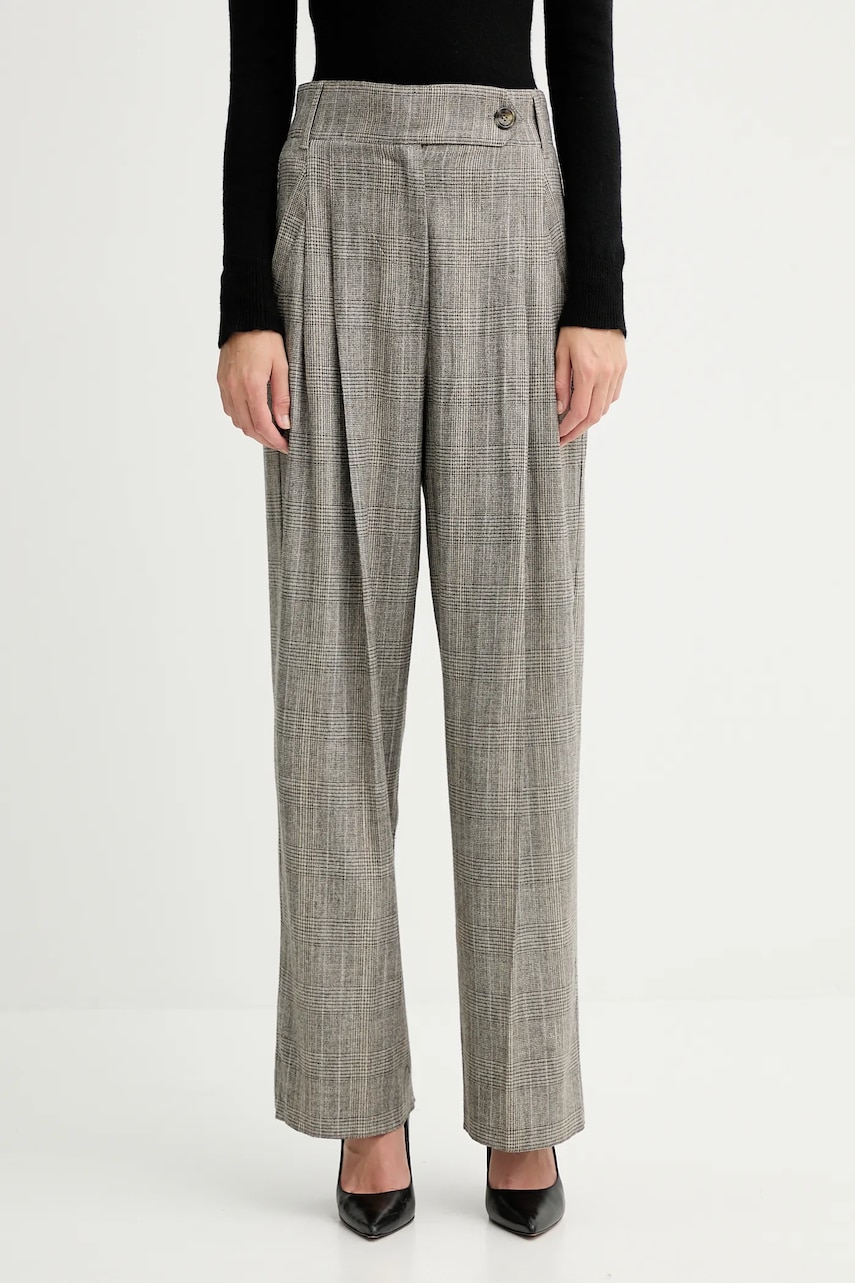 Marella pantaloni culoarea bej, lat, high waist, 2523136021200
