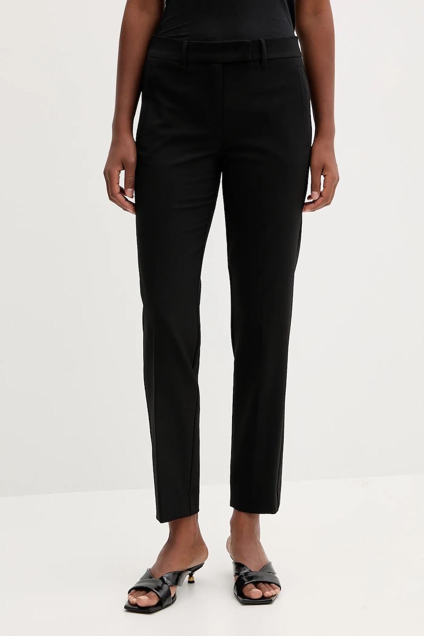 Marella pantaloni din lână culoarea negru, fason țigaretă, high waist, 2523136101200