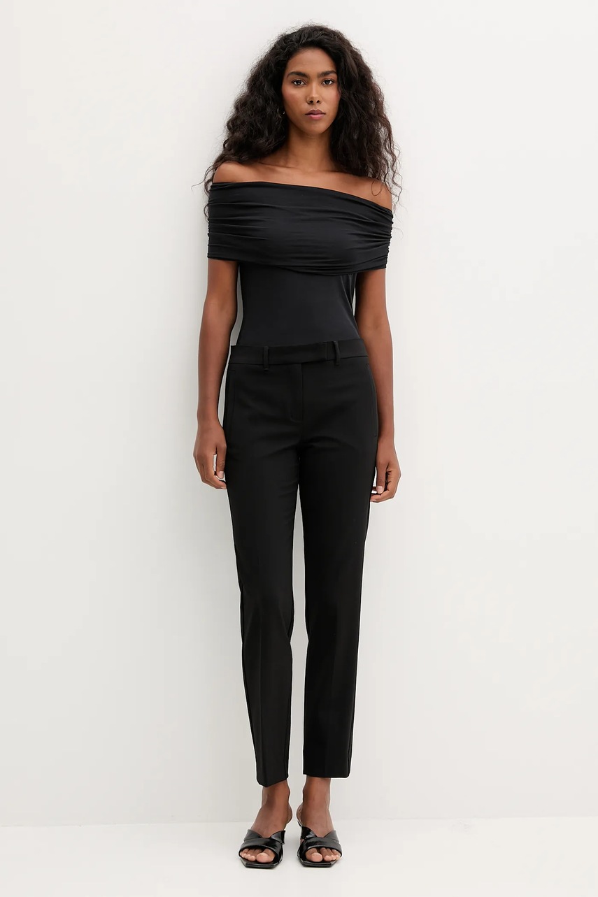 Брюки с шерстью Marella цвет чёрный фасон сигареты высокая посадка 2523136101200