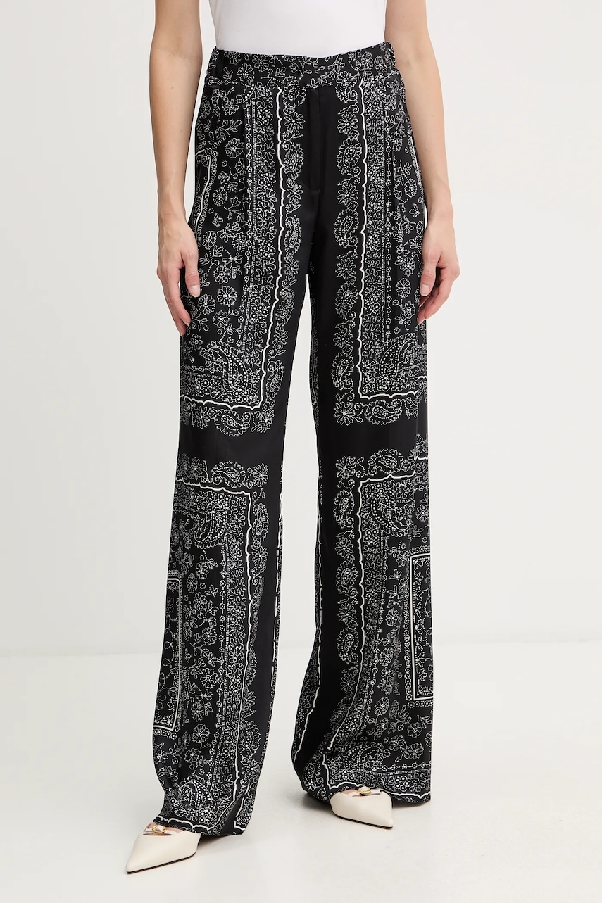 Marella pantaloni culoarea negru, lat, high waist, 2523136271200