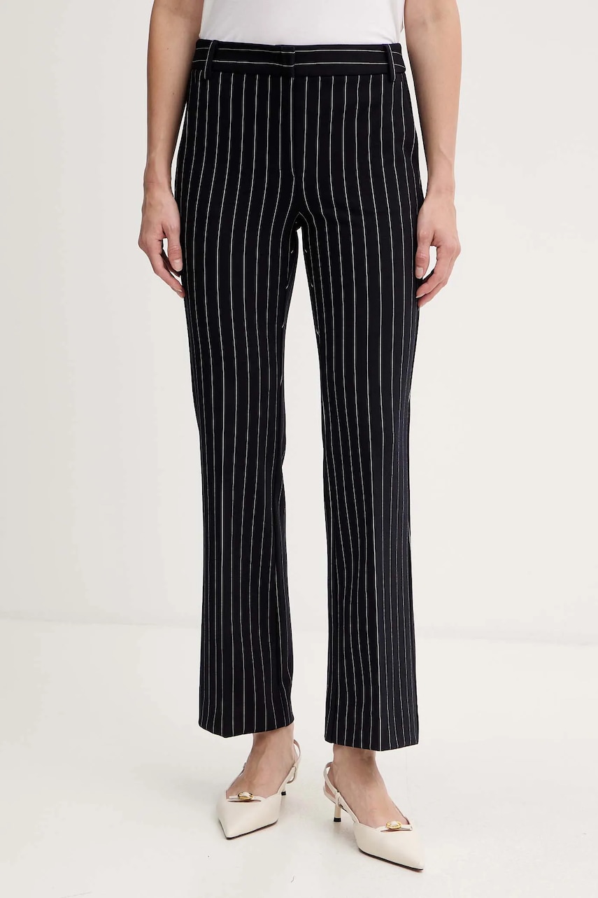 Marella pantaloni Emme by Marella culoarea bleumarin, drept, high waist, 2525786052200