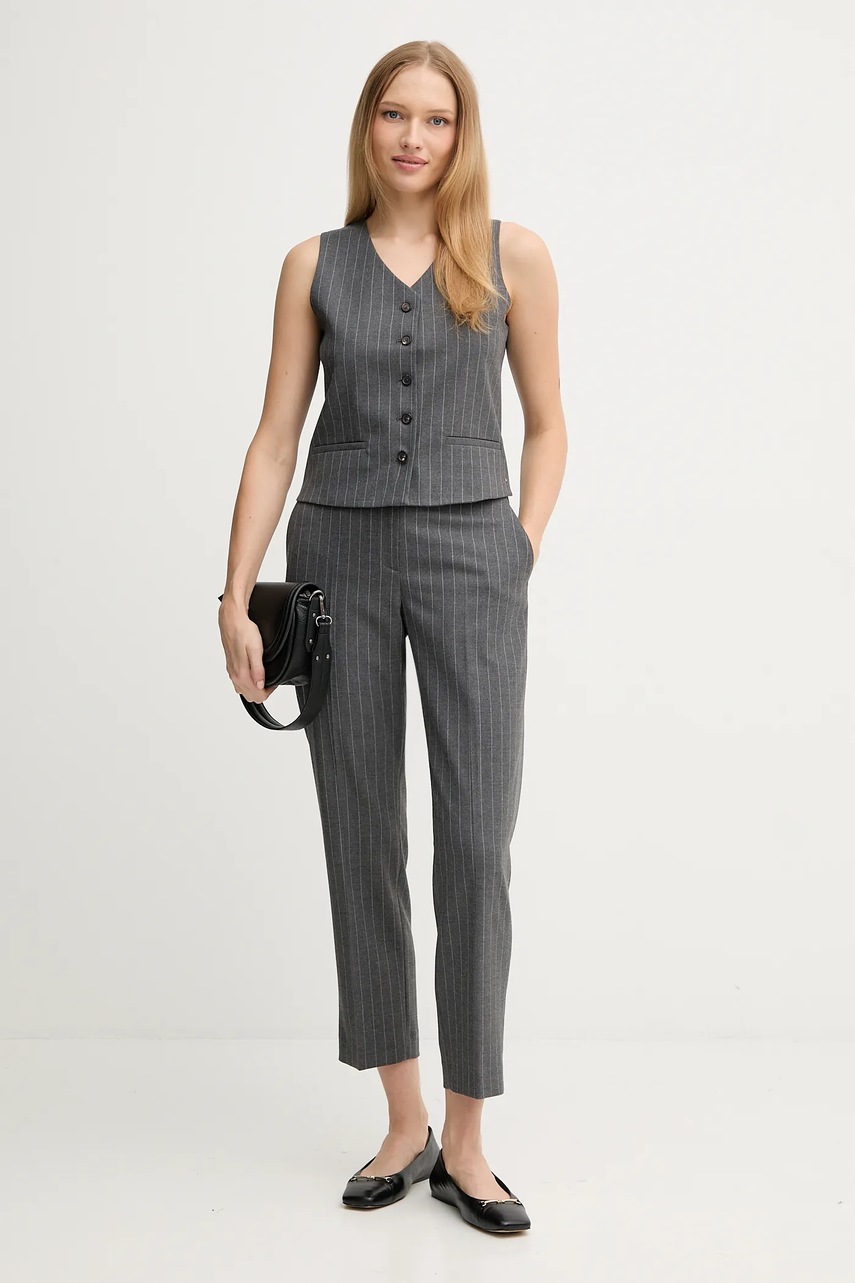 Брюки Tommy Hilfiger цвет серый прямые высокая посадка WW0WW46704