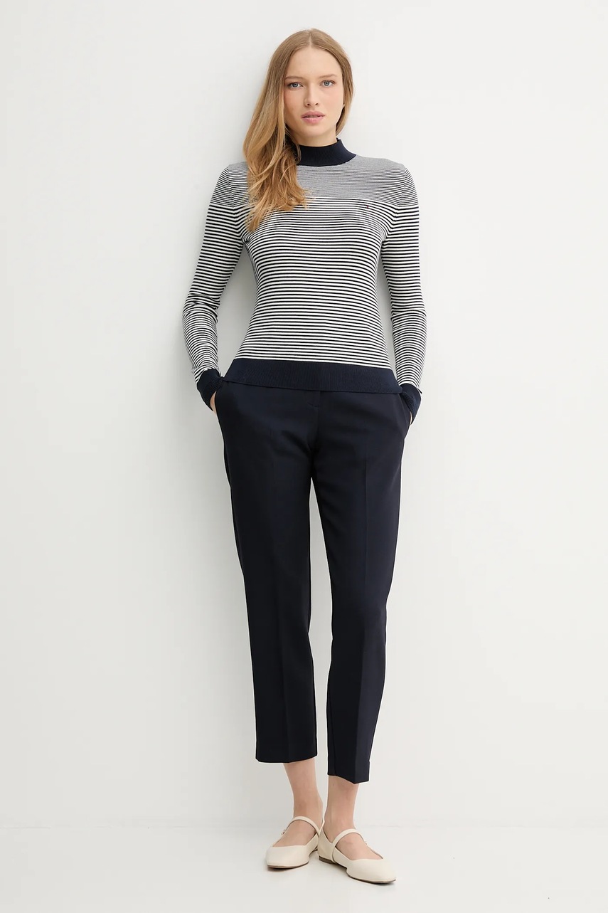 Брюки Tommy Hilfiger цвет синий прямые высокая посадка WW0WW48355