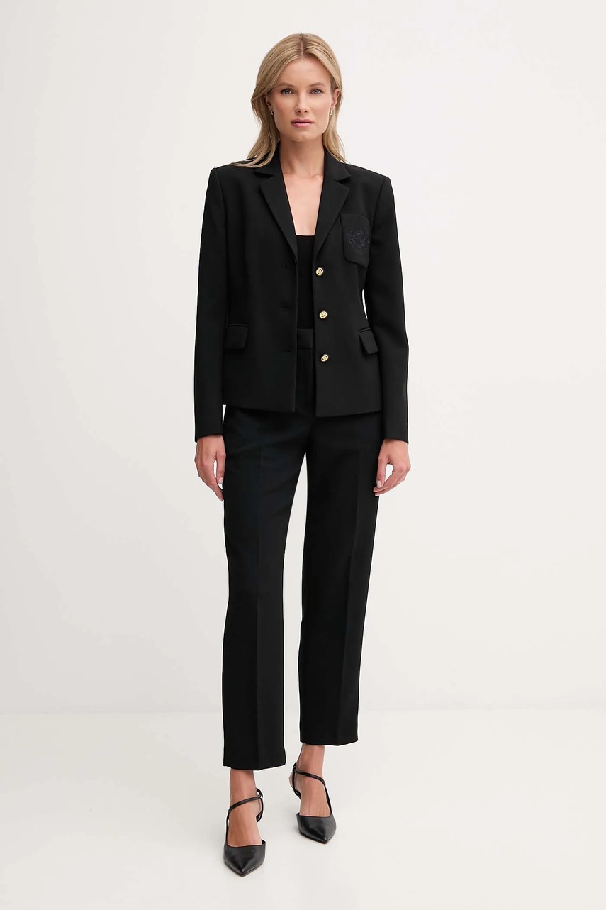 Брюки Tommy Hilfiger цвет чёрный прямые высокая посадка WW0WW48355