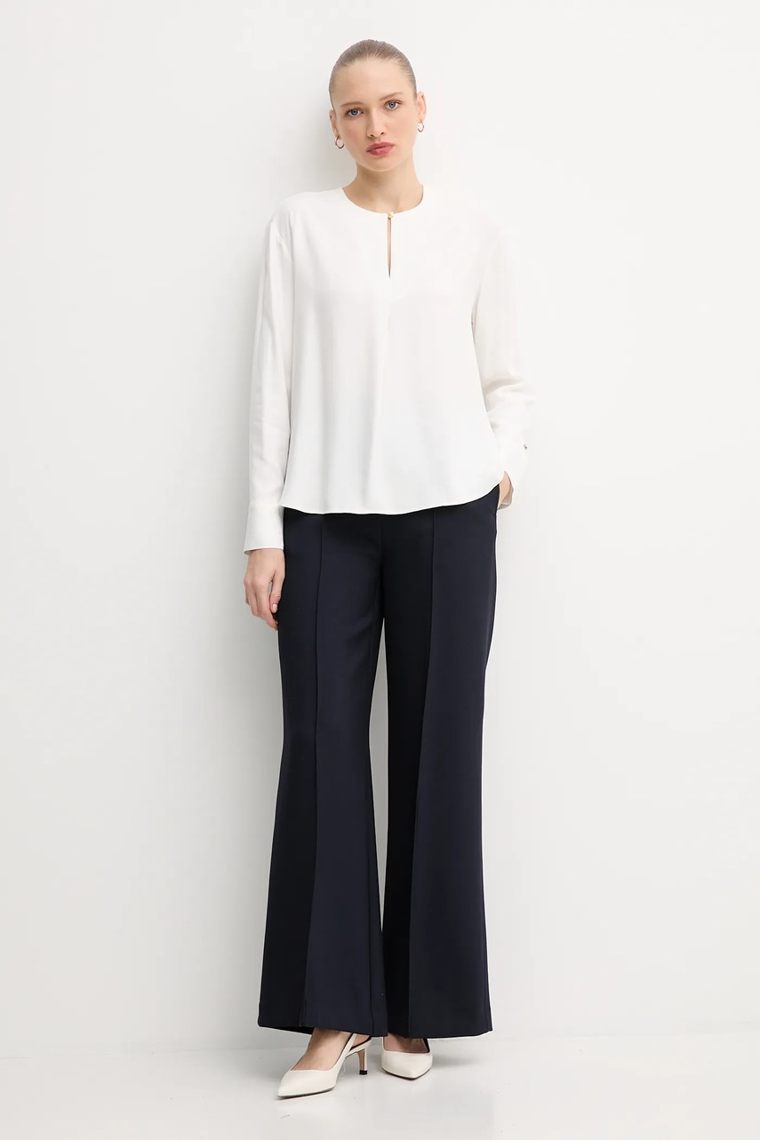 Брюки Tommy Hilfiger цвет синий клёш высокая посадка WW0WW48406