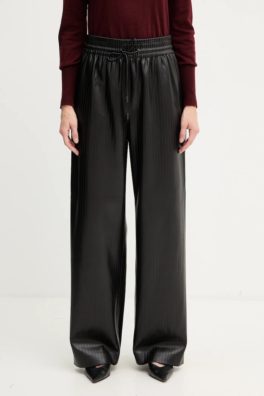 BOSS pantaloni culoarea negru, lat, high waist, 50548123