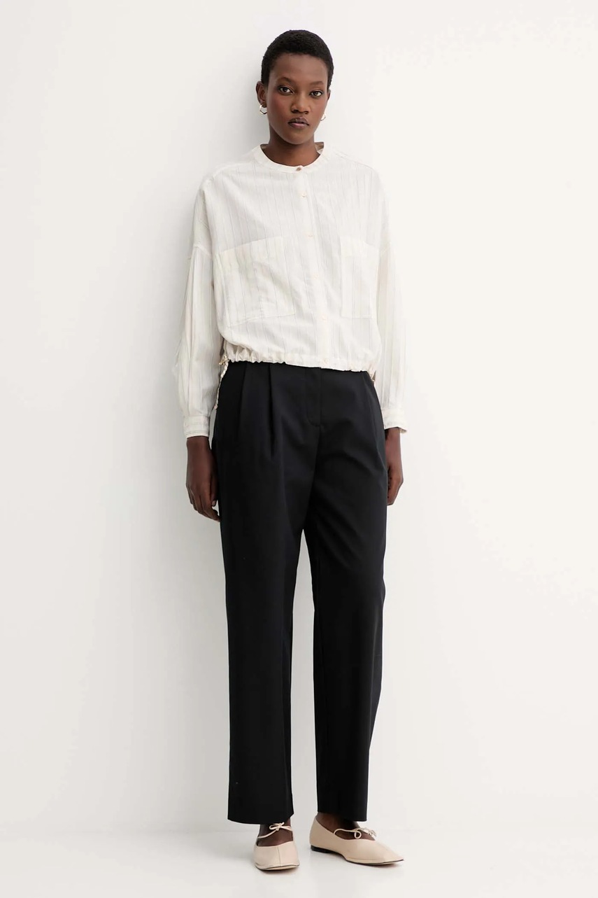 Брюки Calvin Klein цвет чёрный широкие высокая посадка LV044D664G