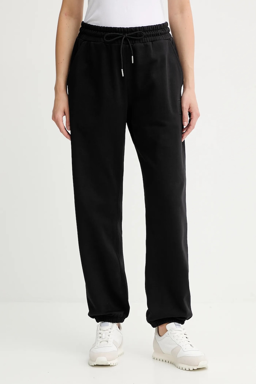 Levně Tepláky Calvin Klein dámské, černá barva, s aplikací, LV044D205G