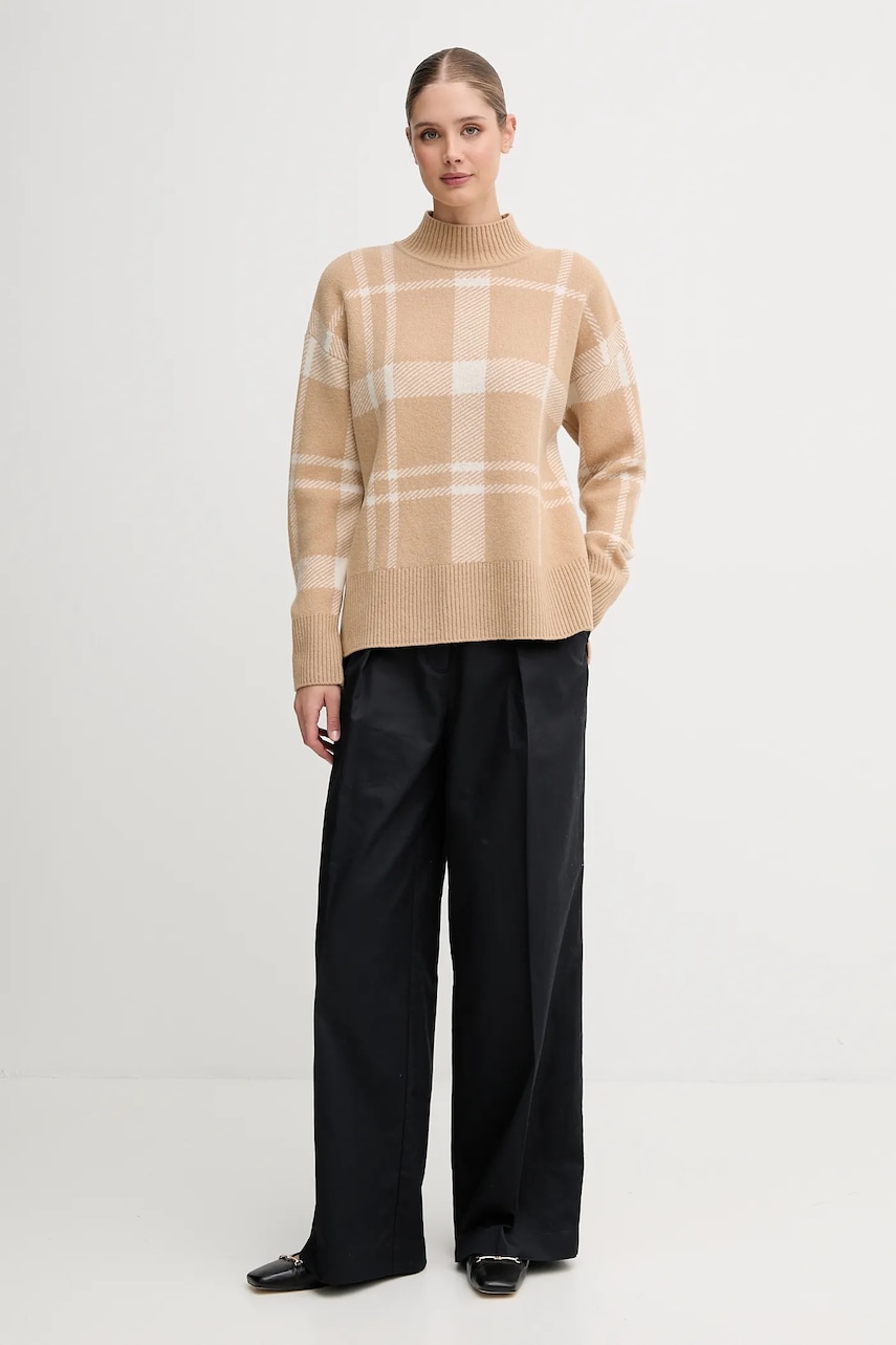 Хлопковые брюки Barbour COLLEEN цвет синий широкие высокая посадка LTR0394 Хлопковые брюки Barbour COLLEEN цвет синий широкие высокая посадка LTR0394