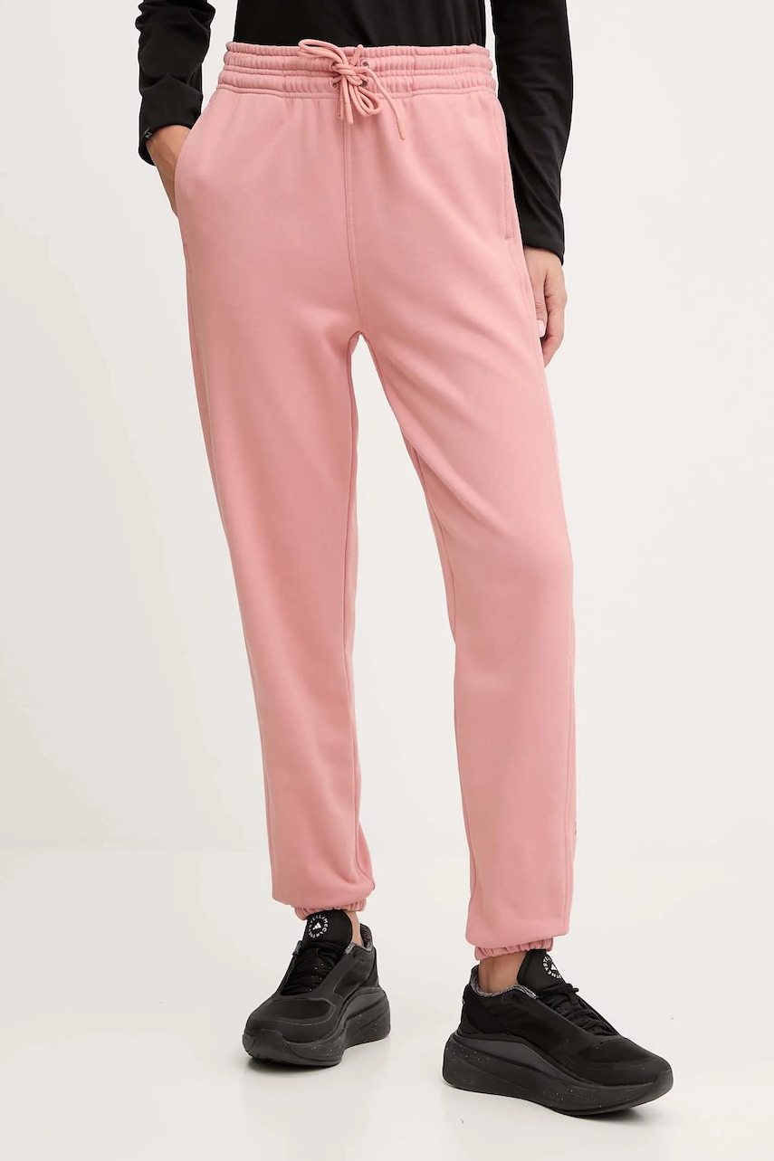 adidas by Stella McCartney pantaloni de trening din bumbac culoarea portocaliu, uni, JX2717