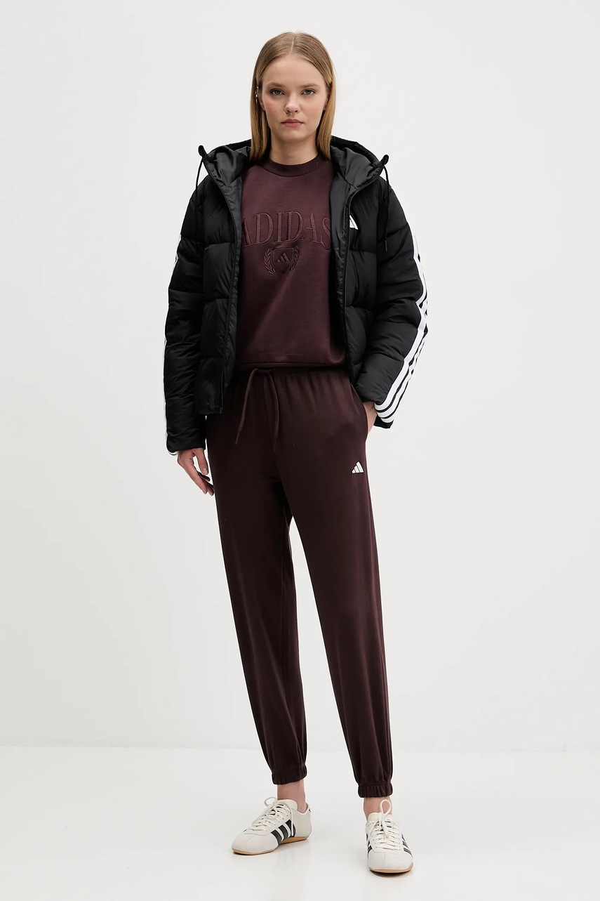 Спортивные штаны adidas Essentials цвет коричневый с аппликацией JX3864