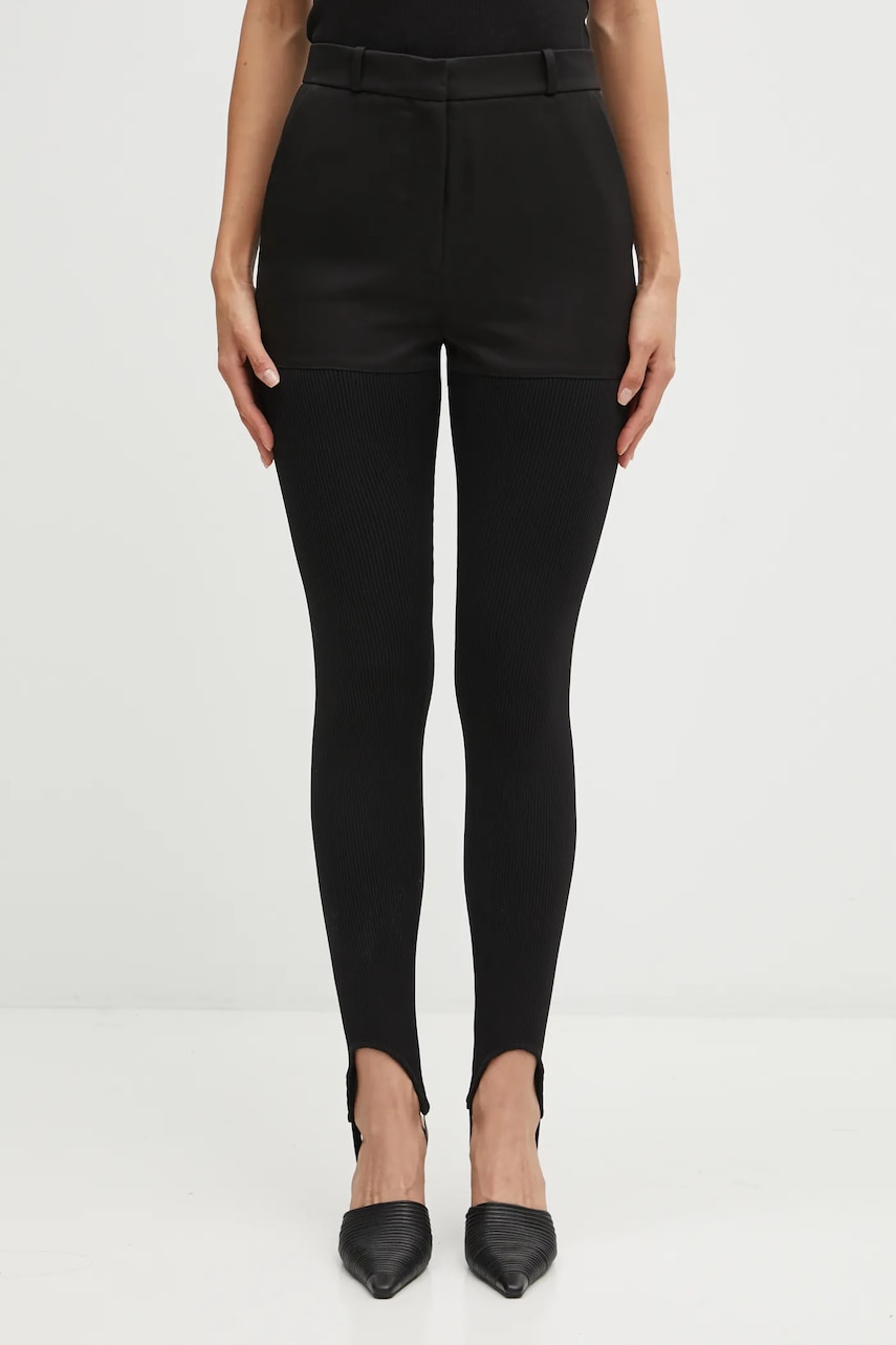 Coperni pantaloni Hybrid Rib culoarea negru, mulată, high waist, COPP138F3004