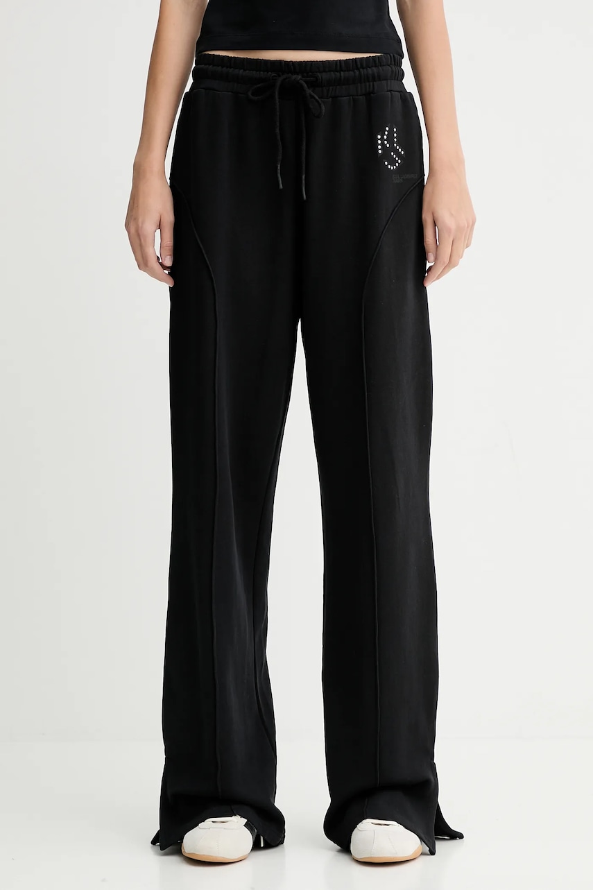 Karl Lagerfeld Jeans pantaloni de trening din bumbac culoarea negru, cu imprimeu, A4W10080