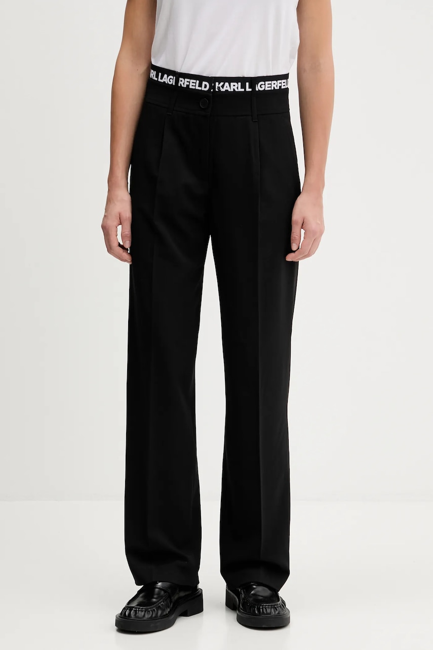 Levně Kalhoty Karl Lagerfeld Jeans dámské, černá barva, high waist, A4W10142