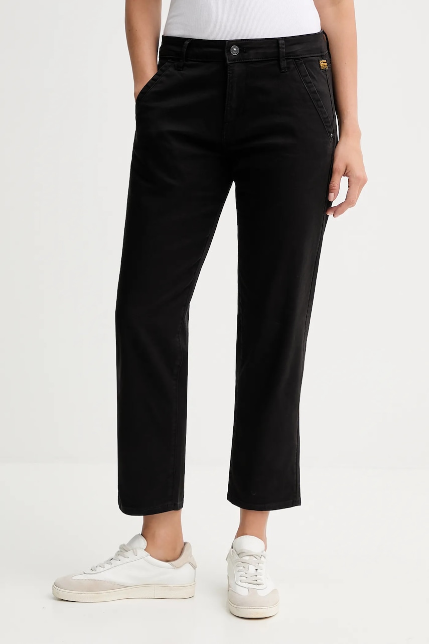 G-Star pantaloni culoarea negru, drept, high waist, D25257.C106