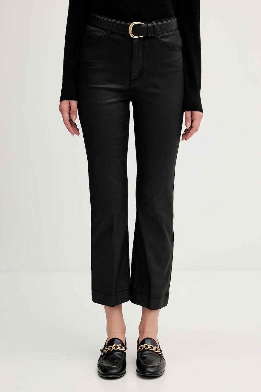Pedro del Hierro pantaloni culoarea negru, evazați, high waist, 7602532
