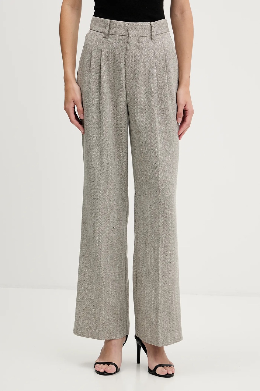 Pedro del Hierro pantaloni culoarea bej, lat, high waist, 7602530